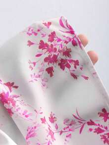 Vestido de mujer con estampado floral ditsy, hombros descubiertos, volantes en el bajo y abertura lateral - Rosa - Ver 3