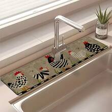 1 pieza Cubierta de grifo con estampado de gallo, de poliéster duradero, de secado rápido, fácil de limpiar, adecuado para cocina y baño, fácil instalación, decoración diaria, regalo, alfombra de baño, alfombrilla de grifo duradera, accesorio de grifo - Multicolor - View 4