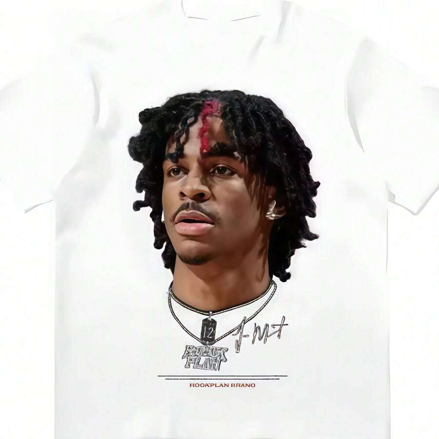 Camiseta con cara de baloncesto de Hip-Hop para hombre y mujer, ropa de calle informal de tendenciass, Top juvenil, moda de verano1 - Blanco - Ver 1