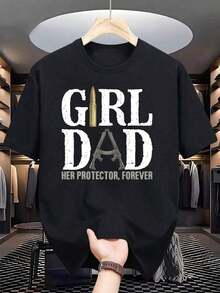 1 pieza Camiseta del Día del Padre para Papá Camiseta Casual para Hombre 100% Algodón, Regalos para Hombres, Ropa Casual de Verano Perfecta, Ideas de Regalos Únicas para el Día del Padre, Camiseta de Algodón de Alta Calidad para Hombre.180g 100% Algodón suave - Negro - Ver 1