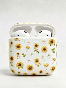 1pc Sunflower & Daisy Earphone Case Decal Sticker, 3D Embossed Fresh Floral Decor Sticker For Water Bottle/Phone Case, Beginner-Friendly Adhesive Sticker, Pastoral Style - Cartoon Stickers 8 - View 2