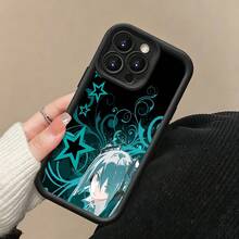 Funda elegante con diseño de estrellas, compatible con fundas para teléfonos , Apple, VIVO, OPPO, , ,  y Honor. Fabricada en TPU, ofrece protección contra golpes y caídas. Un regalo ideal para amigos y familiares. - Negro - Ver 4