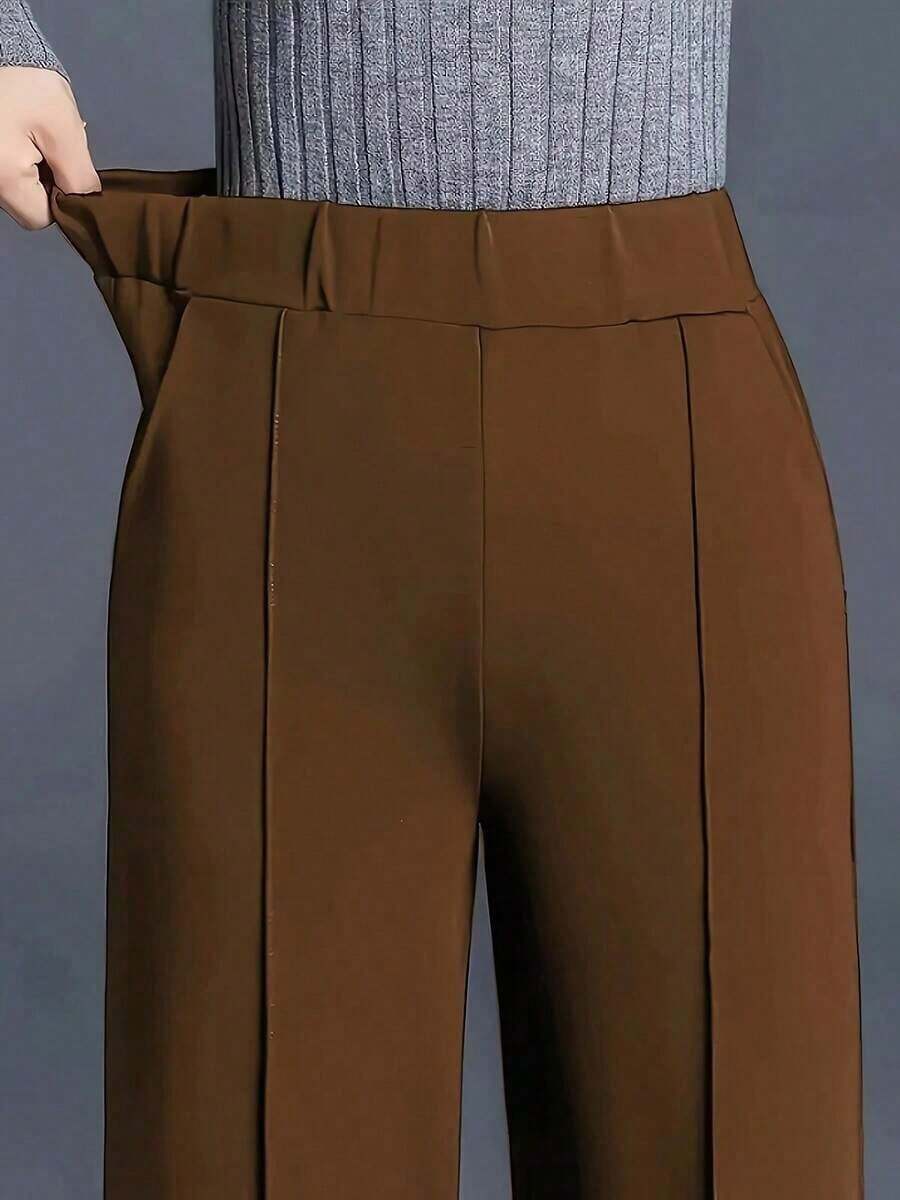 2025 Versatile Minimalist Style Relaxed High-Waisted Straight-Leg Trousers, Suitable For Work And Everyday Wear, Black - màu nâu - Xem 1