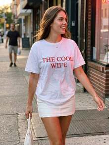 Conjuntos de Vacaciones para Mujer, Camiseta con Estampado de Lema "ESPOSA DE LA FIESTA", Top de Manga Corta con Temática de Vacaciones de Verano para Mujer, Camisetas Gráficas Casuales con Humor para Mujer, Conjuntos de Vacaciones Tropicales para Mujer - Blanco 2 - Ver 4