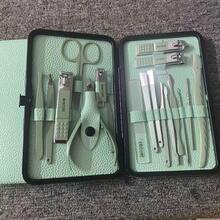 18/24pcs Green Manicure & Pedicure Set, Stainless Steel Pink Nail Clippers, Cuticle Scissors, Nail Files, With Durable Storage Box, Nail Care Accessories For Toenail Grooming - Pink - View 13