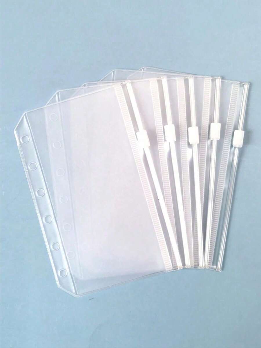 1pc A5/A6 Transparent PVC Zipper Binder Pocket, Durable & Waterproof, 6-Ring Design, Convenient For Organizing Documents, Photos, Cash | Suitable For Home, Office, Travel Loose-Leaf Notebook Storage Bag, Can Store Stationery, Receipts, School Supplies, Back To School Season. (Available In A5/A6 Size)