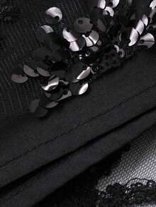 Vestido de encaje floral completo para vacaciones de mujer, conjunto de verano para damas, vestido de graduación, vestido de invitada de boda, vestido largo, vestido de verano - Negro - Ver 8