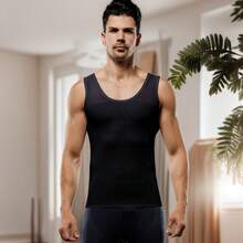 Men's Compression Shirt, Breathable And Form-Fitting, Waist-Shaping, For Summer - Black - View 7