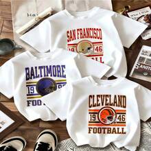 Cleveland Football 1946 Baltimore San Francisco White T-Shirt For Kids With Fashion Design Cute Cartoon Sports Team Print Perfect Gift For Party Outdoor Playtime Casual Wear Baby Clothes Trendy Style Fun And Comfortable Choice - Blanco - Ver 1