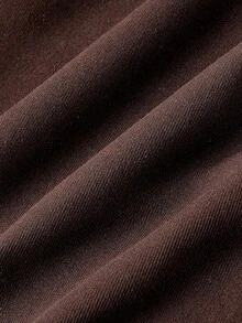 MOD Camiseta de moda de manga larga con hombro oblicuo, bajo asimétrico y lazo lateral de unicolor para mujer - Marrón - Ver 4