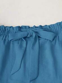 Conjunto de top de tirantes básico y pantalones de unicolor para mujeres, adecuado para uso diario - Azul - Ver 5
