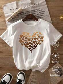 Camiseta de cuello redondo y mangas cortas de ropa fashion, fabricada en México, para la temporada primavera-verano 2025. Con estampado de dibujos animados, es un modelo de pareja, apta para usar tanto por dentro como por fuera, ideal para oficina y estilo casual, diseñada para hombres y mujeres, en unidad individual. - Blanco - Ver 2