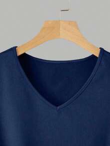 3 piezas Camiseta de mujer de cuello en V de manga corta, tops casuales versátiles clásicos, moda minimalista, adecuada para exteriores, fiestas, estudiantes, maestros, uso diario - Multicolor 5 - Ver 6