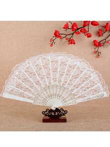 1 Stück Vintage Palaststil Spitzen Orchidee Faltfächer, exquisiter Spitzen Retro Damen Fächer, leichter tragbarer Sommer Kühlfächer, Bühnenaufführung & Social Media Fotorequisite, klassischer dekorativer Fächer, geeignet für Mädchen, Frühlingsfest Serie - Spitzenfächer - Übersicht 12