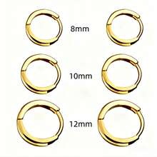 8mm/10mm/12mm/14mm/16mm/18mm runde Edelstahl kleine Creolen Unisex Stecker Herren Anhänger - Gold - Übersicht 2