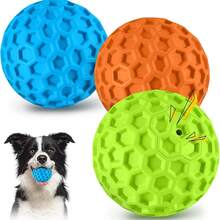 Squeaky Elastic Ball Dog Toy, Honeycomb Shape, Chew Resistant, Teeth Grinding, Suitable For All Dogs To Play And Train - Multicolor - View 2