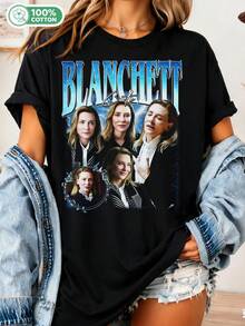 Vintage Unisex Cate Blanchett T-Shirt, Retro Graphic Tee, Gift For Movie Star Fans, Celebrity Aesthetic T-Shirt For Film Buffs And Collectors - Black - View 6