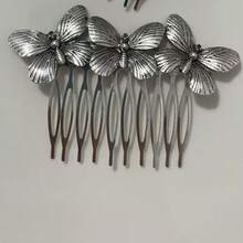 1 pièce Peigne latéral papillon élégant, accessoire pour cheveux pour femmes, peignes, peignes pour cheveux - Argent - Voir 12