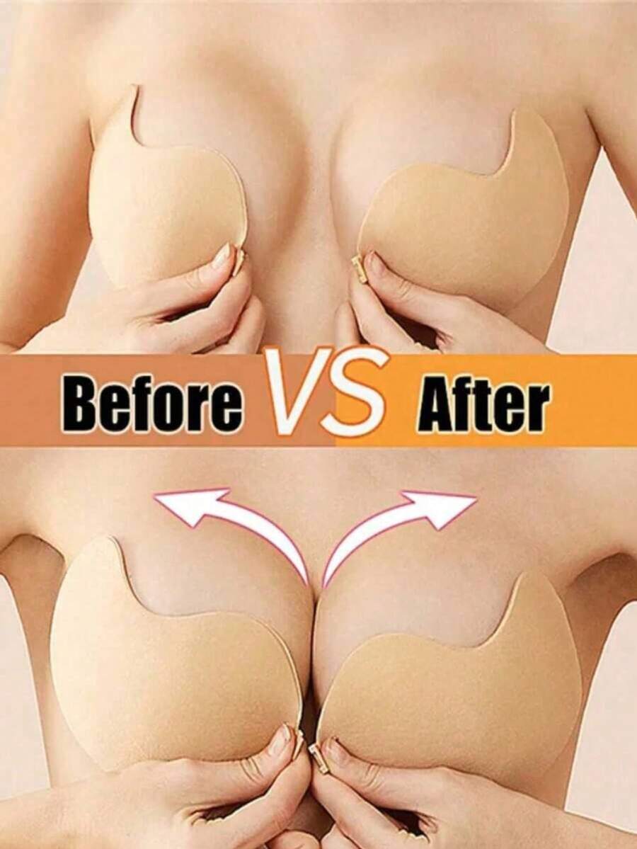 2 Pairs Invisible Breast Lift Tape; Strapless & Seamless; Mango Shaped Breast Lift Pads; Thickened Lift & Cleavage Design Suitable For Small/Flat Chest Women; Specially Designed For Wedding Dresses; Lift & Cleavage For Fuller Bust; Invisible Under Clothing; Perfect For Evening Gowns; Solid Color Design - Multicolor - View 1