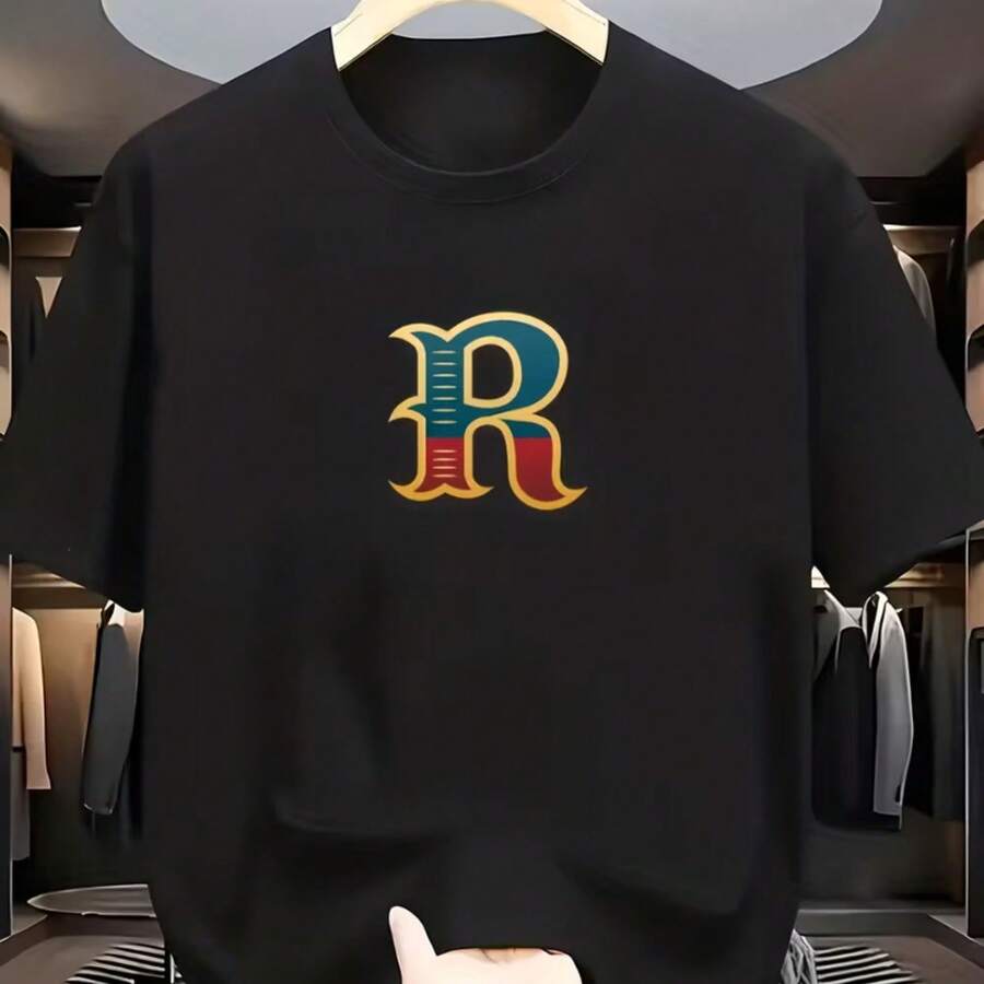 Printed T-Shirt For Men And Women - 黑色 - 查看 1