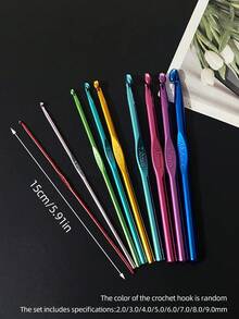 [8 Sizes] 2/3/4/5/6/7/8/9mm Aluminum Crochet Hooks, Durable Rust-Resistant Alloy Material, Smooth Surface, Clearly Marked Sizes, Suitable For Handcraft, Parent-Child And Elderly Knitting Enthusiasts - Alumina Crochet Hook - View 7