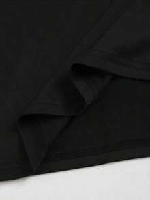 Camiseta de mujer con estampado de letras, holgada y casual, con diseño estampado, sencilla y elegante. - Negro - Ver 5