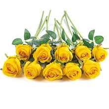 1/5/10/12/20 Piezas Rosas Artificiales Amarillas de 20 Pulgadas, Regalos del Día de San Valentín, Rosas Artificiales de Alta Gama, Adecuadas para Decoración del Hogar, Decoración de Habitaciones, Decoración de Mesas, Decoración de Bodas, Ramos Nupciales, Flores de Muñeca, Elaboración de Ramos. Adecuadas para el Hogar, Restaurante, Dormitorio, Decoración de Jarrones. - Amarillo - Ver 8
