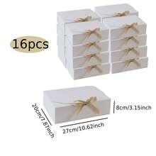 1pc/8Pcs/16Pcs White Gift Boxes With Gold Ribbon, 3 Sizes (3.15/7.8/10.62Inch) Bridesmaid Proposal Box, Ideal For Wedding, Birthday, Christmas, Valentine's Day, Bridal Shower & Party Decor Gift Packaging - View 10