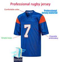 Alex Moran #7 Bluesmont Football Jersey, Finely Embroidered American Football Uniform, American Mesh Football Shirt Sports - Blue - View 4