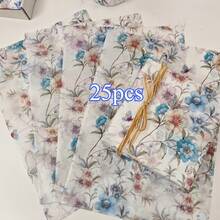 10/20/25/50張水彩藍色花卉圖案薄紙，適用於DIY手工藝、派對贈品、花束包裝、衣物包裝和生日禮物裝飾 - 水墨藍花 - 查看 9
