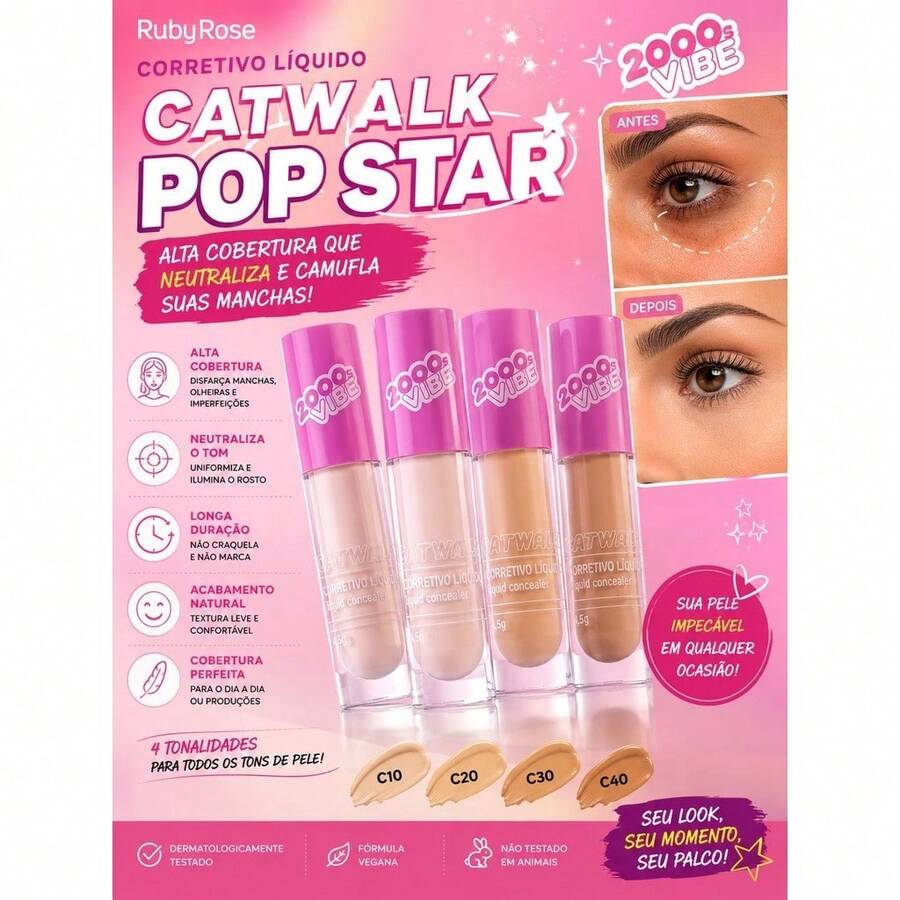 Corretivo Líquido  Catwalk Popstar 2000 Vibes Alta Cobertura - c15 - Visão 1