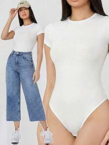 BASICS Body ajustado de color liso - Blanco - Ver 8