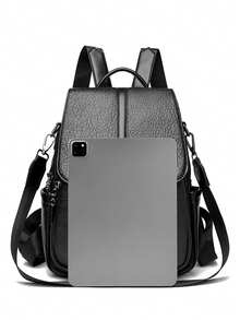 LANYIBAIGE 2026 Large Capacity Women's Vintage Genuine Leather Backpack, High Quality Women's Student School Bag, Travel Backpack - Black - View 8