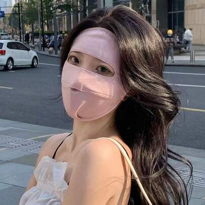 Máscara facial de protección UV para el verano - Máscara facial de seda de hielo transpirable, protección solar completa para la cara, adecuada para ciclismo, conducción, senderismo, playa y otras actividades al aire libre, ligera y cómoda