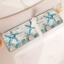 1 pieza Felpudo de grifo con diseño de estrella de mar, de poliéster duradero, de secado rápido y fácil de limpiar, adecuado para cocina y baño, fácil instalación, decoración diaria, regalo, felpudo de baño, felpudo de grifo duradero, accesorio de grifo - Multicolor - Ver 4