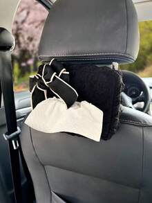 1pc Black Bow Tissue Box, Car Tissue Paper Holder, Decorative Storage Box For Automotive - Tissue Box - View 5