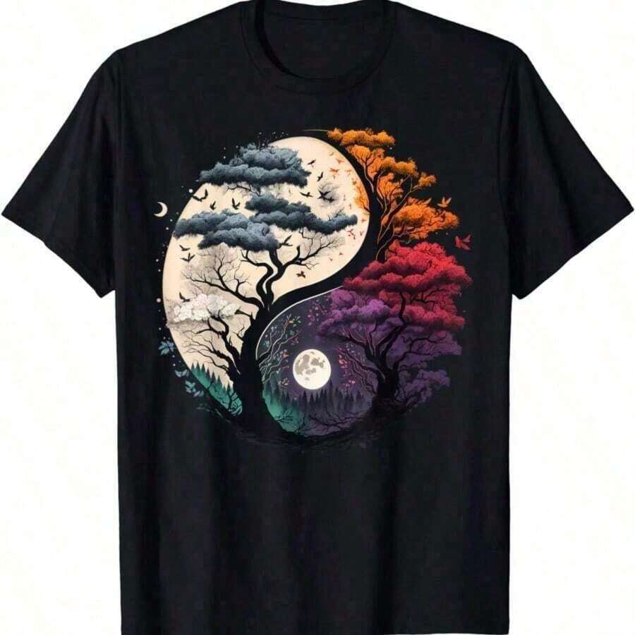 Women's T-Shirt With Colorful Butterfly And Petal Print For A Super Happy Summer, Fashionable Short Sleeve Round Neck T-Shirt, Cute Cartoon T-Shirt For Women, Women's Clothing - 彩色 - 查看 1
