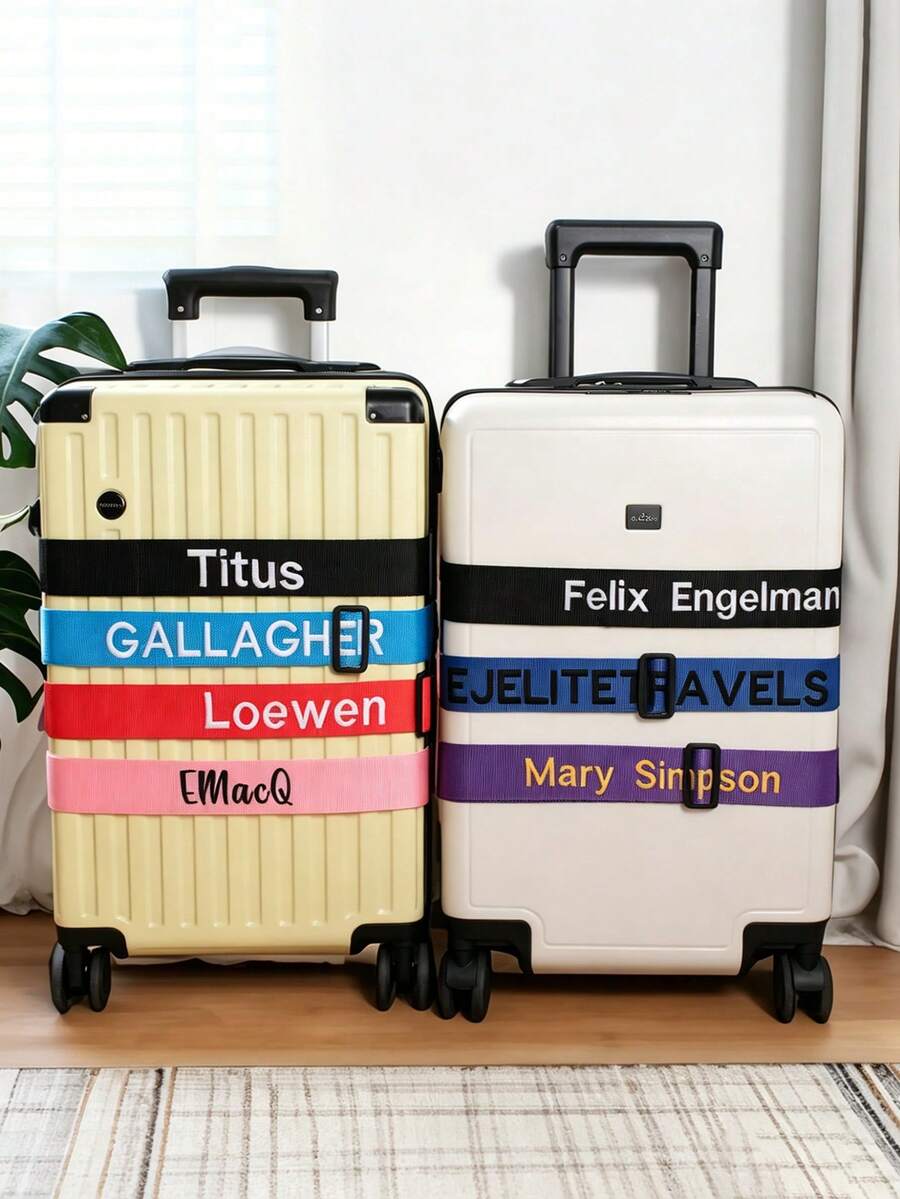 Custom Name Luggage Strap, Personalized Text Suitcase Belt, Adjustable Travel Luggage Identifier, 1PC - Multicolor - View 1