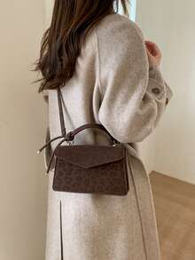 Bolsa de cintura con estampado de flechas estilo coreano de moda, nueva bolsa de mano a 2025, bolso bandolera, bolso cuadrado pequeño de unicolor estilo Ins - Marrón - Ver 5
