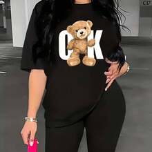 Camiseta para Mujer con Estampado de Diente y Pasta Dental, Manga Corta - Negro - Ver 1