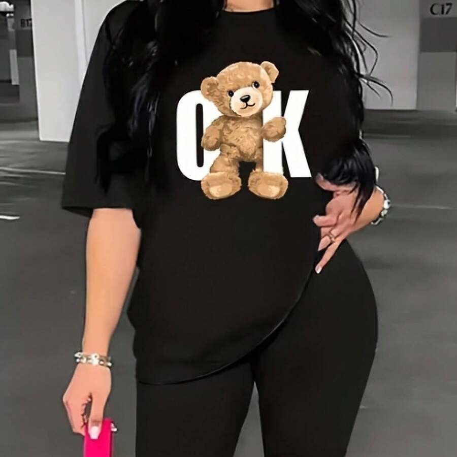 Camiseta para Mujer con Estampado de Diente y Pasta Dental, Manga Corta - Negro - Ver 1