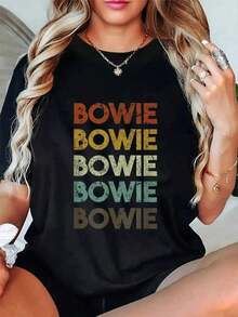 100% Algodón Bowie Maryland - Camiseta Retro Vintage para Hombre y Mujer, Camiseta Gráfica de Cuello Redondo, Estilo Clásico para Vacaciones de Verano - Negro - Ver 1