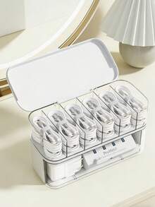 1 pieza Organizador de cables de escritorio, herramienta de gestión de cables de cargador de teléfono, enrollador de cables escalonado, caja de almacenamiento de cables de alimentación - Blanco - Ver 4