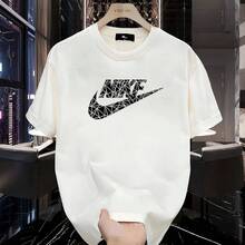 Men's Heavyweight Pure Cotton Short Sleeve T-Shirt, Summer 2025 Fashion, Printed, Loose Fit, Versatile, Men's Clothing. AWBS - 1 - 查看 8