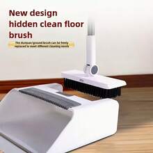 Upgraded 4-In-1 Cleaning Tool Set Broom Dustpan Water Scraper Floor Brush Multi-Purpose For Home Office Garden Restaurant - 四合一掃把 - 查看 10