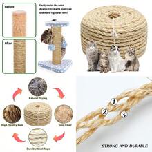 Cat Natural Sisal Rope 1/4 Inch 6mm 98-Feet for Cat Scratching Post Tree Tower Replacement Repair and Replace, DIY Hemp Twine Rope for Cat Scratching Furniture Window Perch and Crafts Gardening - Primario 6 mm 96 pies - Ver 1