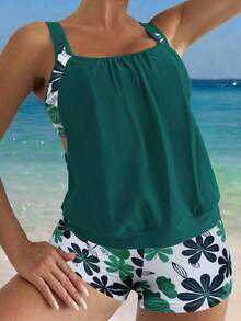 Swim Lushoire Set de 2 piezas - Tankini con tirantes finos para vacaciones en la playa - Multicolor 5 - Ver 5