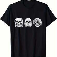 Printed T-Shirt For Men And Women - 黑色 - 查看 1