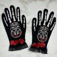 Mũ phù thủy Halloween, mũ đội đầu phù thủy, mặt nạ ren, găng tay ren, găng tay móng vuốt dài, phụ kiện trang phục cô dâu. - Nhiều màu - Xem 14