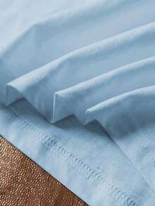 Damen Lässig 100% Baumwolle Kurzarm Top, Sommer, Strandurlaub - Babyblau - Übersicht 4